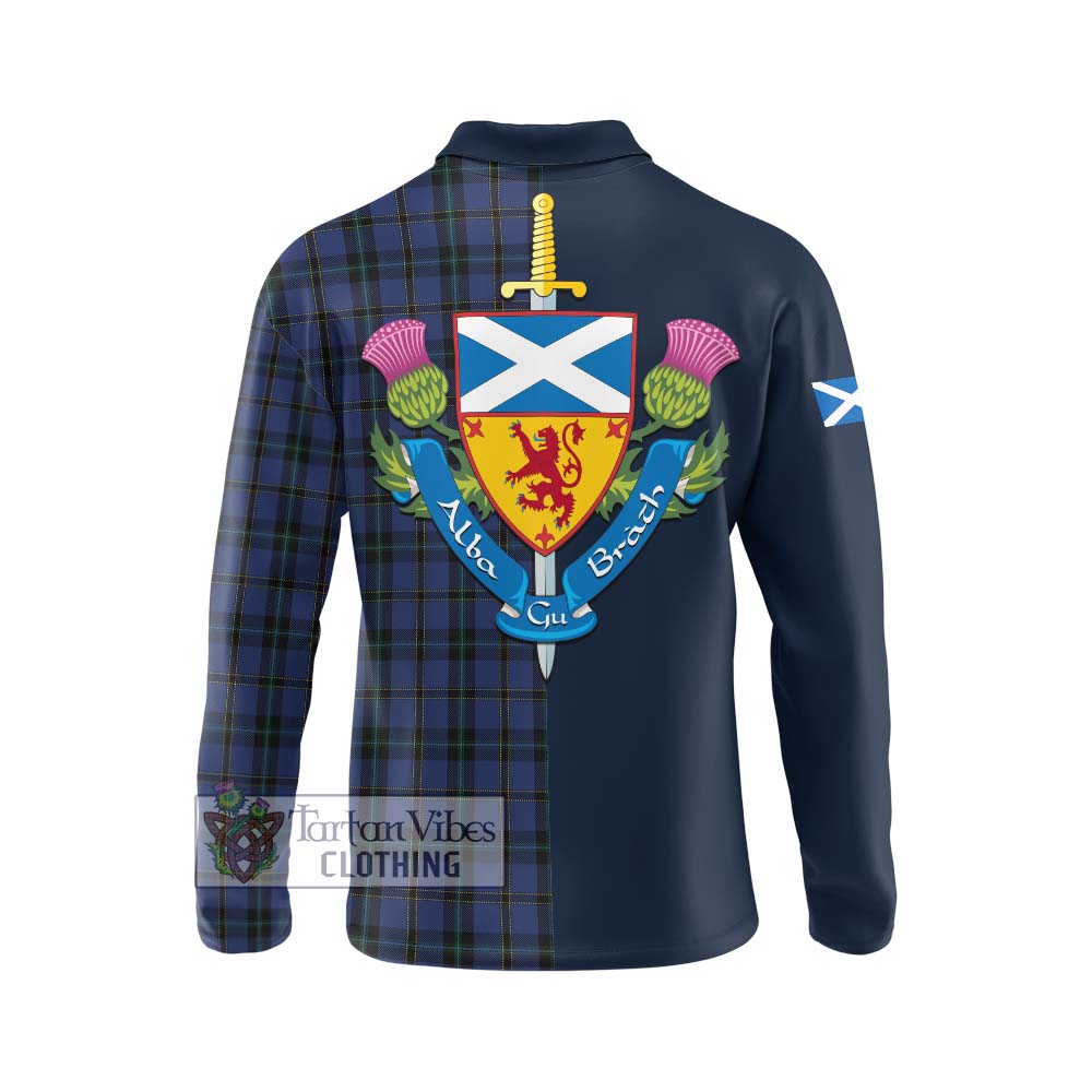 Tartan Vibes Clothing Hope (Vere - Weir) Tartan Long Sleeve Polo Shirt with Scottish Lion Royal Arm Half Style