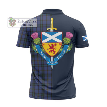 Hope (Vere - Weir) Tartan Zipper Polo Shirt Alba with Scottish Lion Royal Arm Half Style