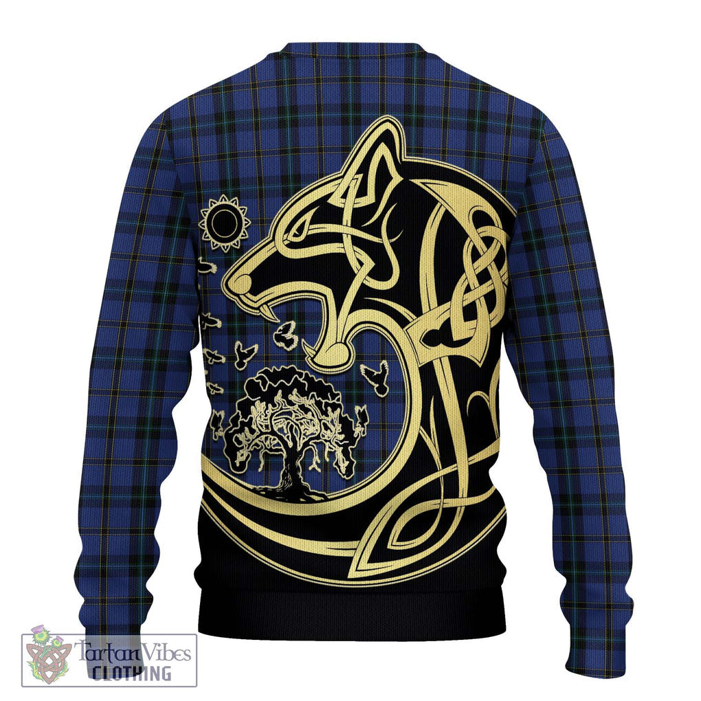 Hope (Vere - Weir) Tartan Knitted Sweater with Family Crest Celtic Wolf Style - Tartan Vibes Clothing