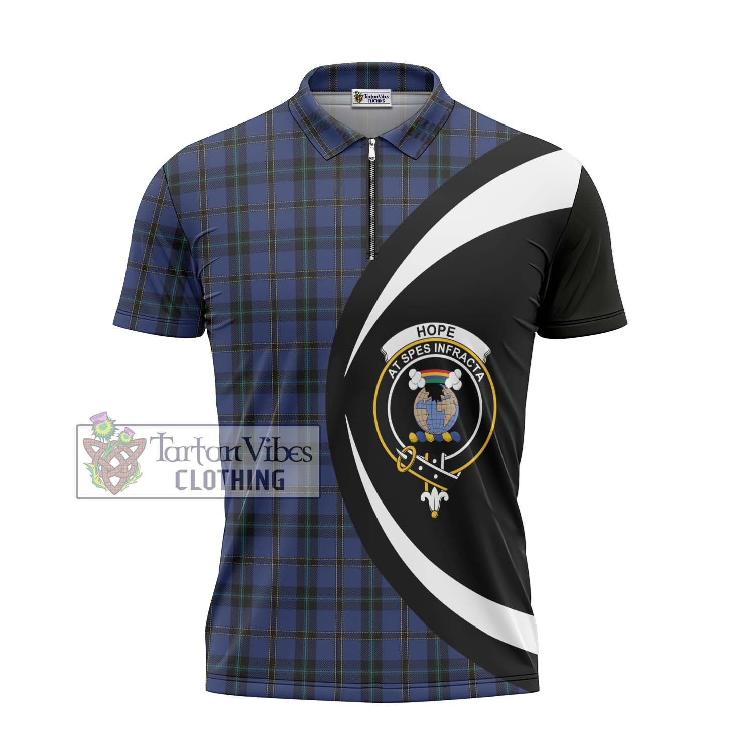 Tartan Vibes Clothing Hope (Vere - Weir) Tartan Zipper Polo Shirt with Family Crest Circle Style