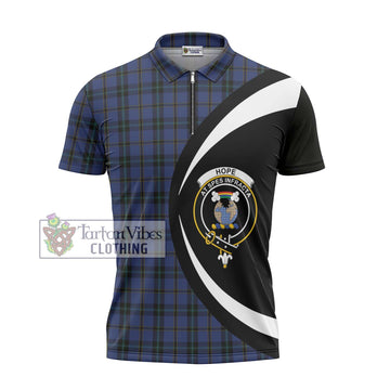 Hope (Vere - Weir) Tartan Zipper Polo Shirt with Family Crest Circle Style