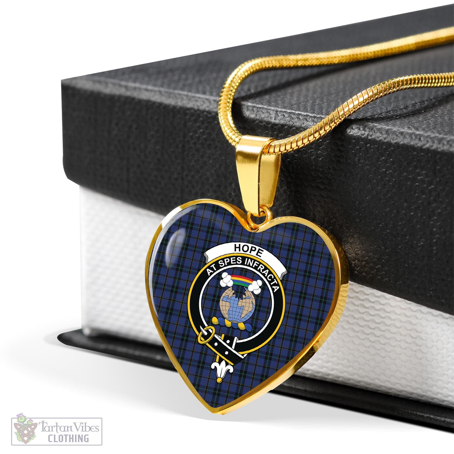 Tartan Vibes Clothing Hope (Vere-Weir) Tartan Heart Necklace with Family Crest