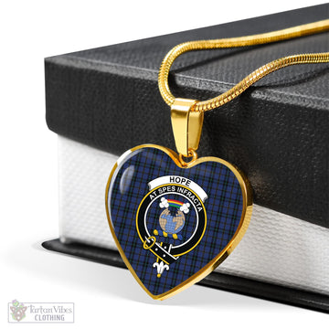 Hope (Vere-Weir) Tartan Heart Necklace with Family Crest