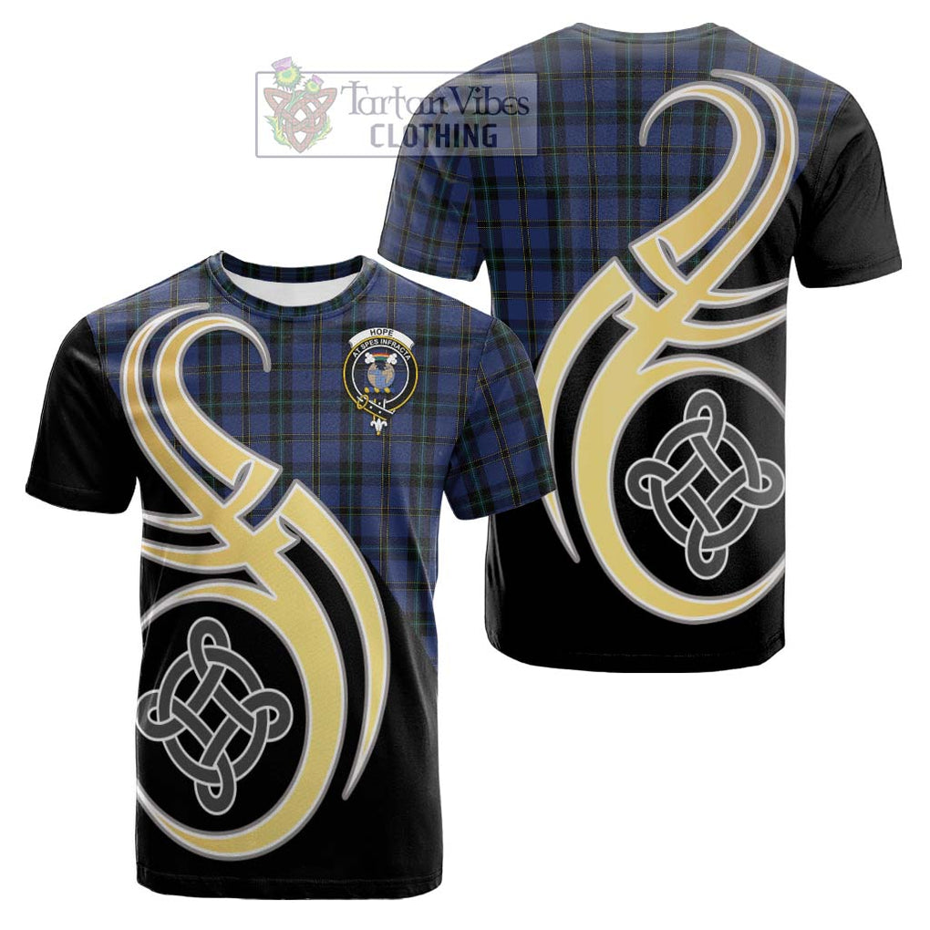 Tartan Vibes Clothing Hope (Vere - Weir) Tartan Cotton T-shirt with Family Crest and Celtic Symbol Style