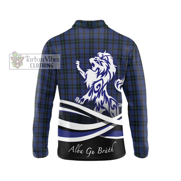 Hope (Vere - Weir) Tartan Long Sleeve Polo Shirt with Alba Gu Brath Regal Lion Emblem