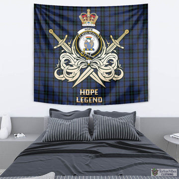 Hope (Vere-Weir) Tartan Tapestry with Clan Crest and the Golden Sword of Courageous Legacy