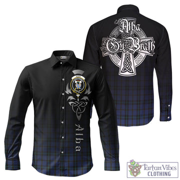 Hope (Vere-Weir) Tartan Long Sleeve Button Up Featuring Alba Gu Brath Family Crest Celtic Inspired