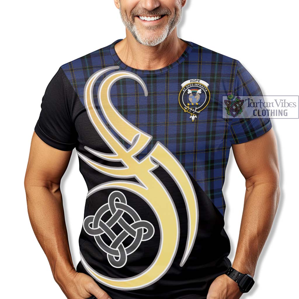 Tartan Vibes Clothing Hope (Vere - Weir) Tartan T-Shirt with Family Crest and Celtic Symbol Style