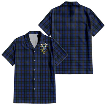 Hope (Vere-Weir) Tartan Short Sleeve Button Down Shirt with Family Crest