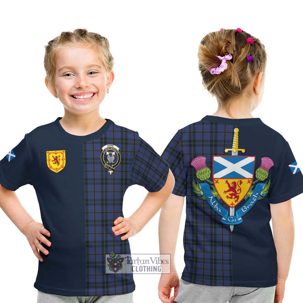 Tartan Vibes Clothing Hope (Vere - Weir) Tartan Kid T-Shirt with Scottish Lion Royal Arm Half Style