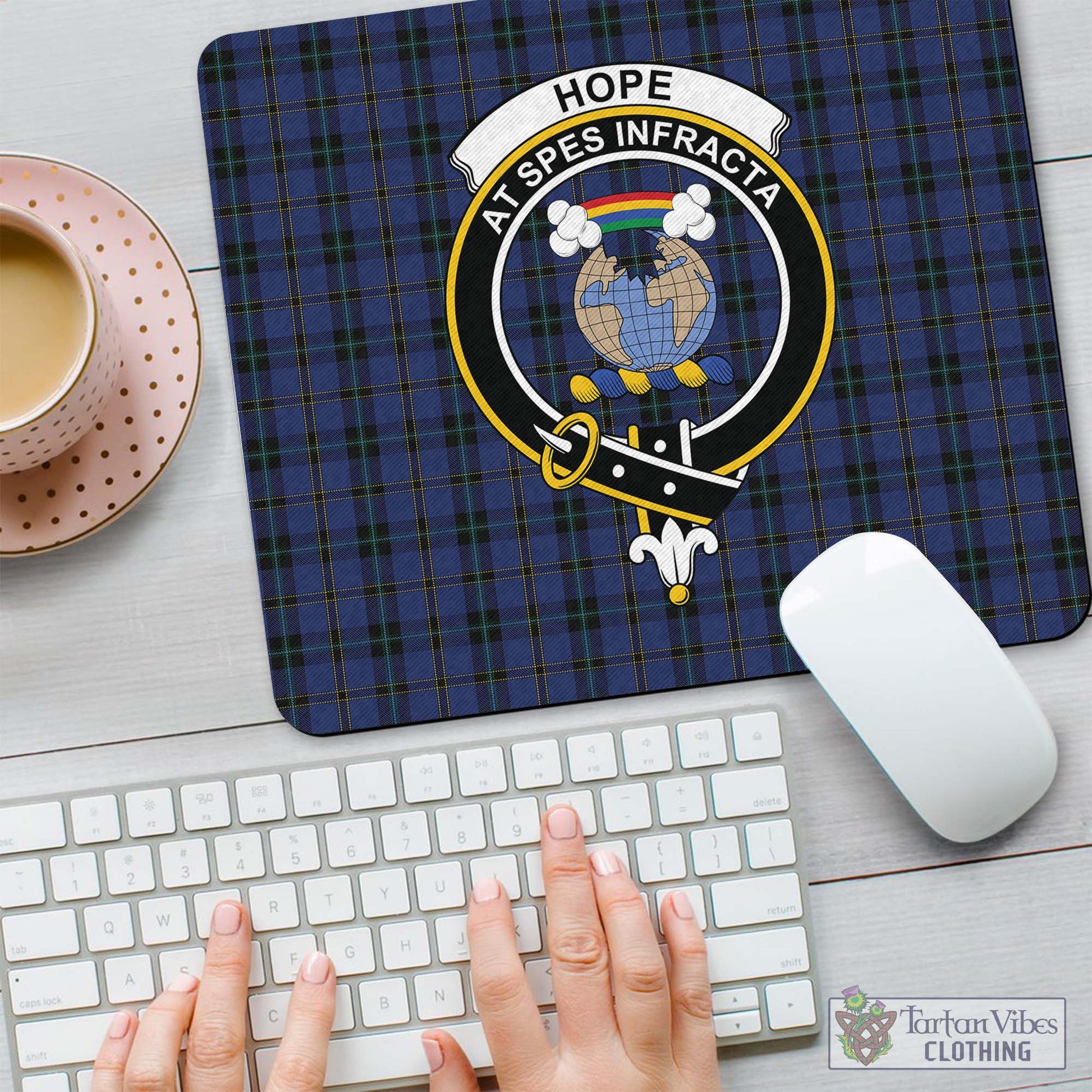 Tartan Vibes Clothing Hope (Vere-Weir) Tartan Mouse Pad with Family Crest