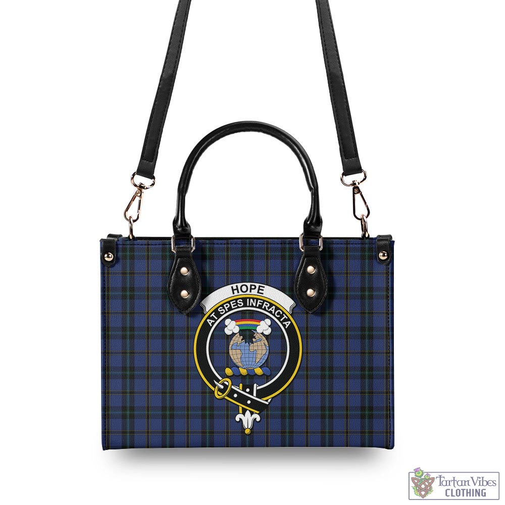 Tartan Vibes Clothing Hope (Vere-Weir) Tartan Luxury Leather Handbags with Family Crest