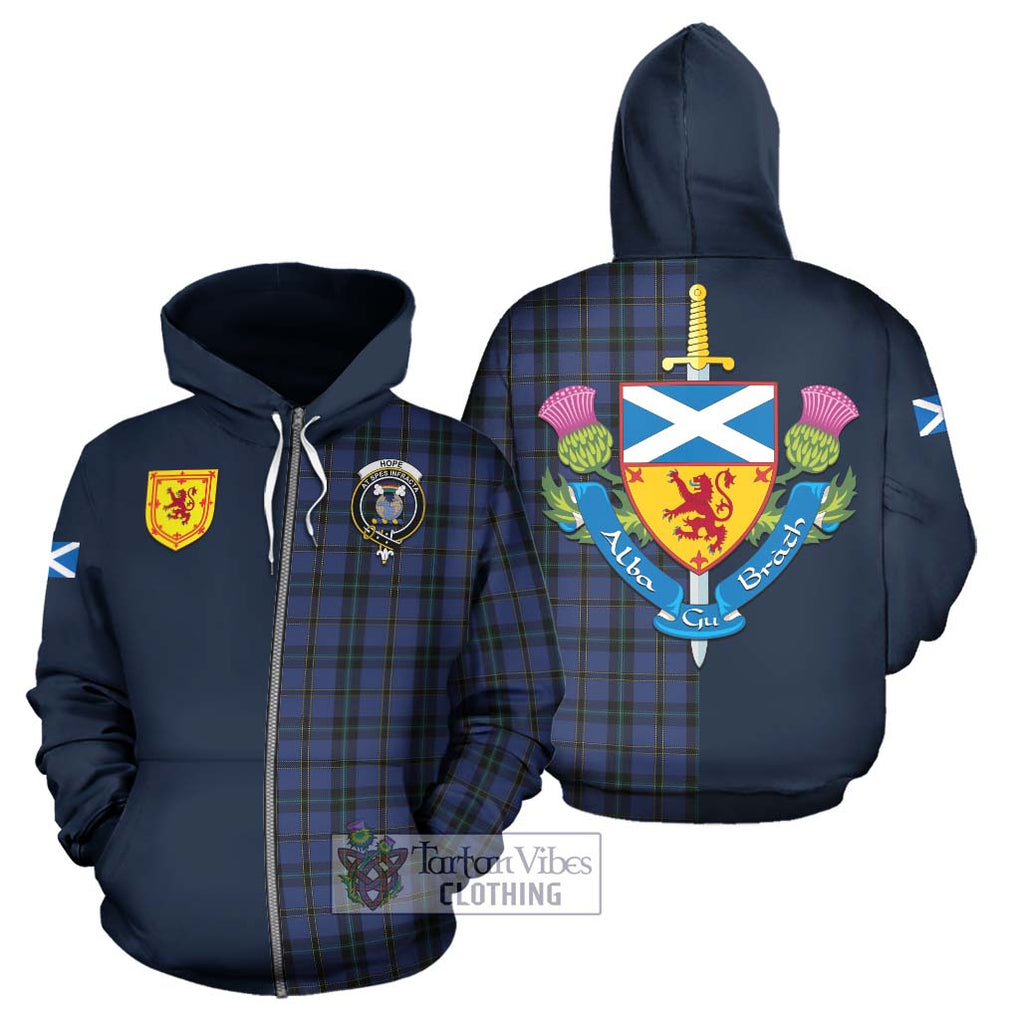 Tartan Vibes Clothing Hope (Vere - Weir) Tartan Hoodie with Scottish Lion Royal Arm Half Style