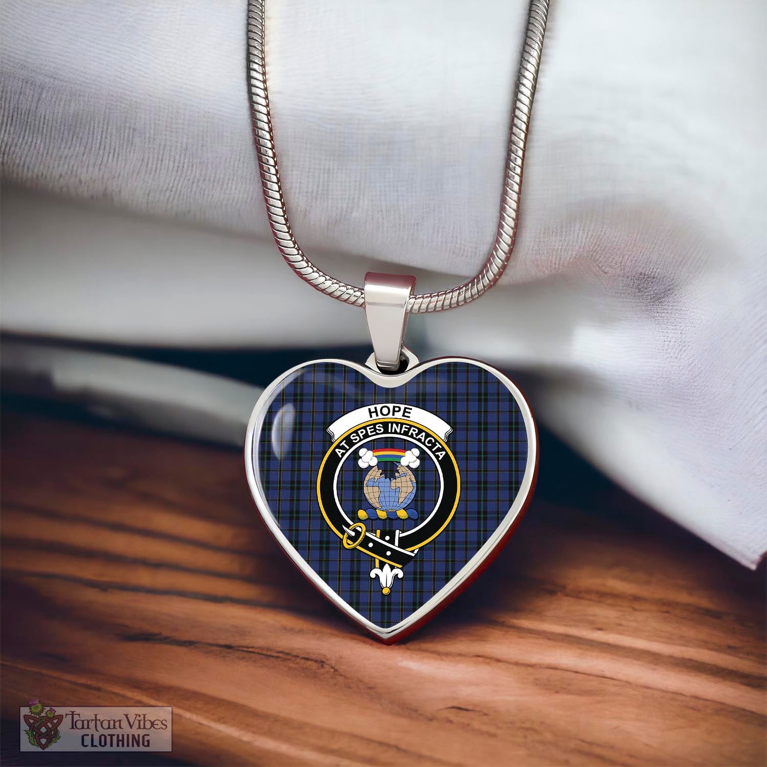 Tartan Vibes Clothing Hope (Vere-Weir) Tartan Heart Necklace with Family Crest