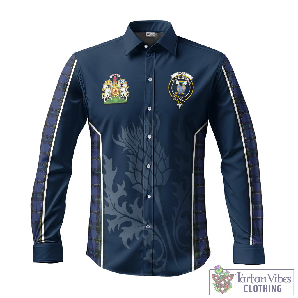 Tartan Vibes Clothing Hope (Vere-Weir) Tartan Long Sleeve Button Up Shirt with Family Crest and Scottish Thistle Vibes Sport Style