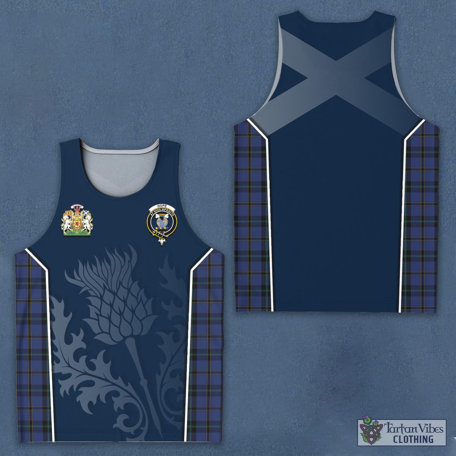 Tartan Vibes Clothing Hope (Vere-Weir) Tartan Men's Tanks Top with Family Crest and Scottish Thistle Vibes Sport Style