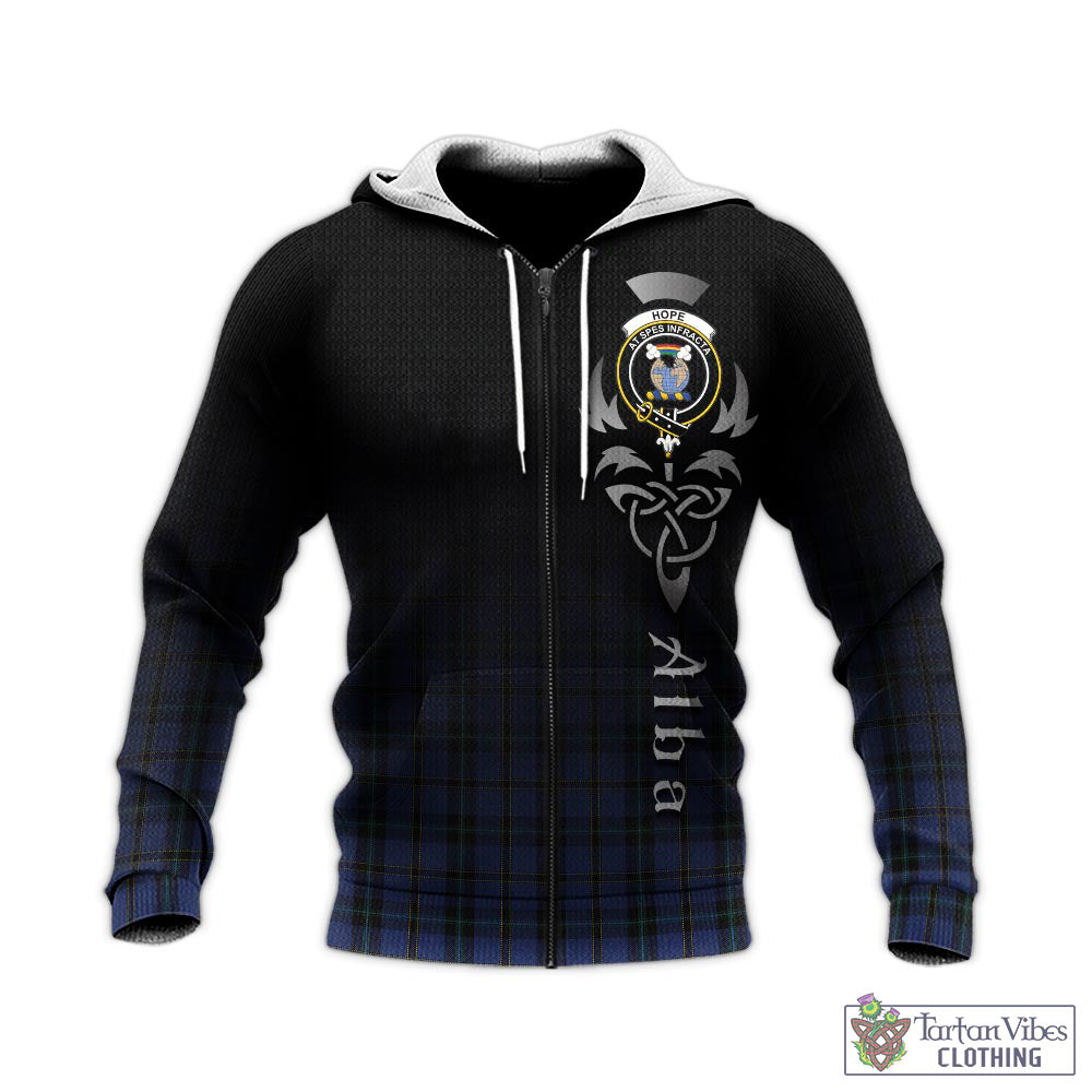 Tartan Vibes Clothing Hope (Vere-Weir) Tartan Knitted Hoodie Featuring Alba Gu Brath Family Crest Celtic Inspired