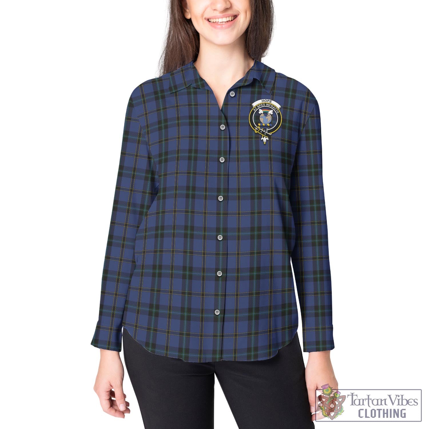 Tartan Vibes Clothing Hope (Vere-Weir) Tartan Womens Casual Shirt with Family Crest