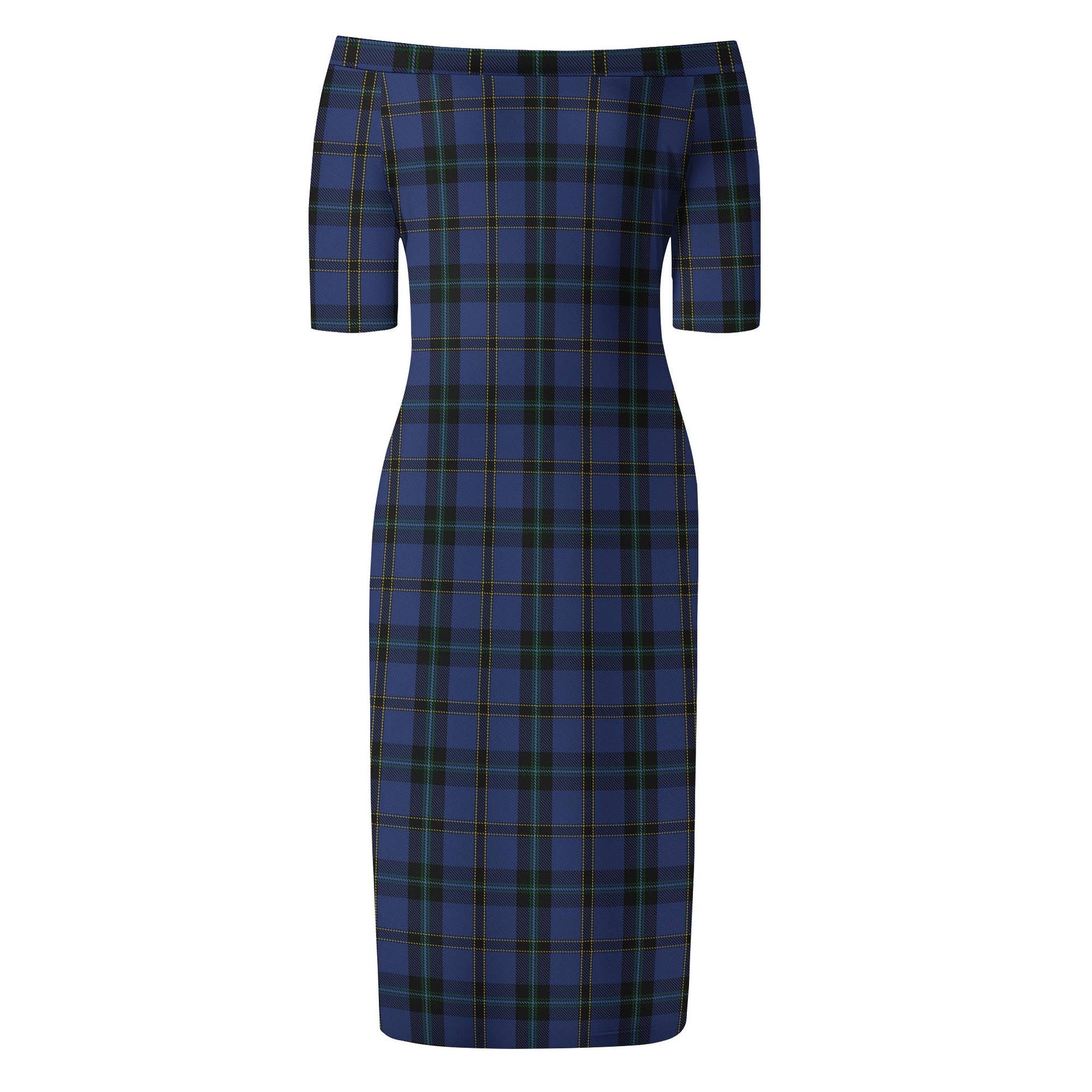 Hope (Vere-Weir) Tartan Off Shoulder Lady Dress - Tartanvibesclothing