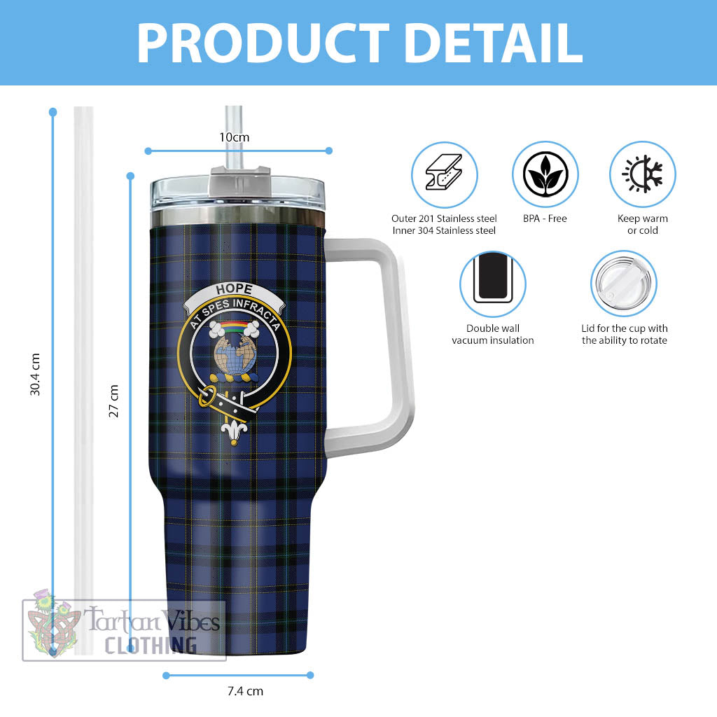 Tartan Vibes Clothing Hope (Vere-Weir) Tartan and Family Crest Tumbler with Handle