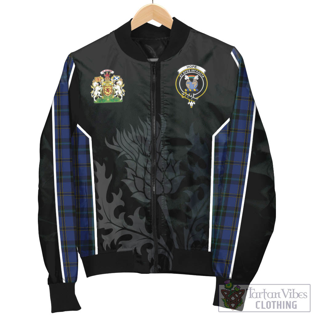 Tartan Vibes Clothing Hope (Vere-Weir) Tartan Bomber Jacket with Family Crest and Scottish Thistle Vibes Sport Style