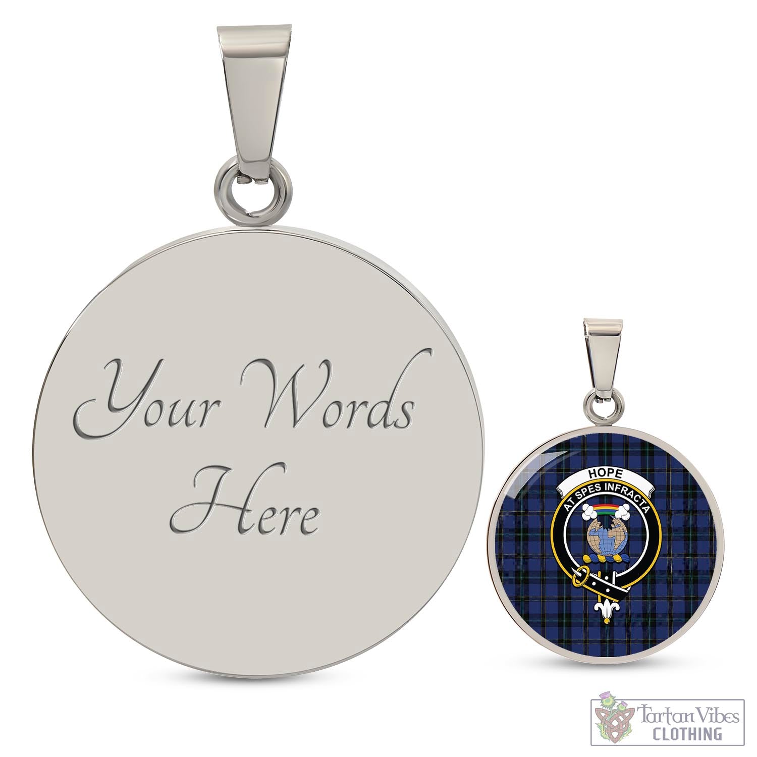 Tartan Vibes Clothing Hope (Vere-Weir) Tartan Circle Necklace with Family Crest