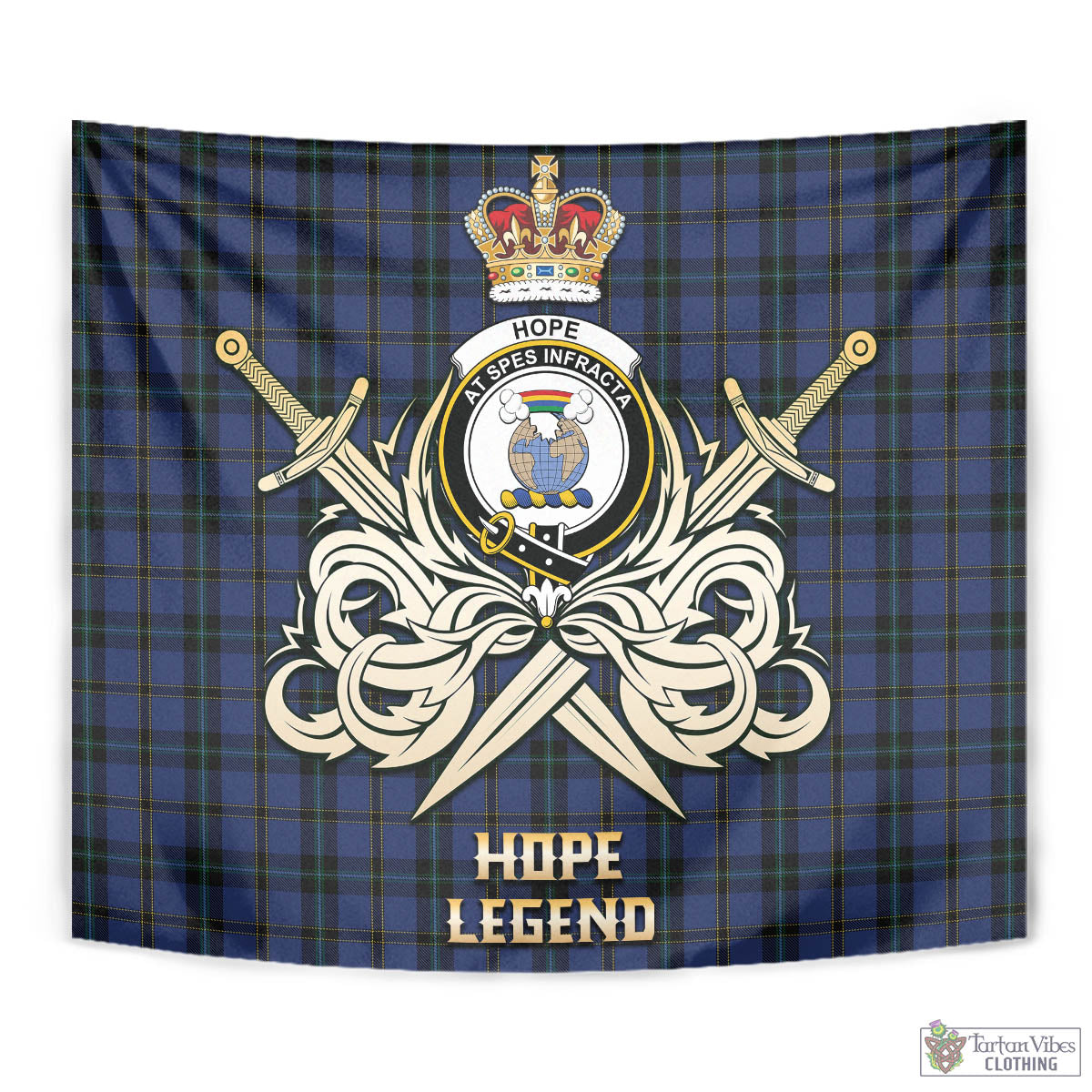 Tartan Vibes Clothing Hope (Vere-Weir) Tartan Tapestry with Clan Crest and the Golden Sword of Courageous Legacy