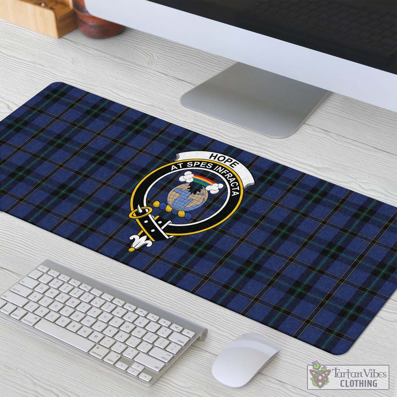 Tartan Vibes Clothing Hope (Vere-Weir) Tartan Mouse Pad with Family Crest