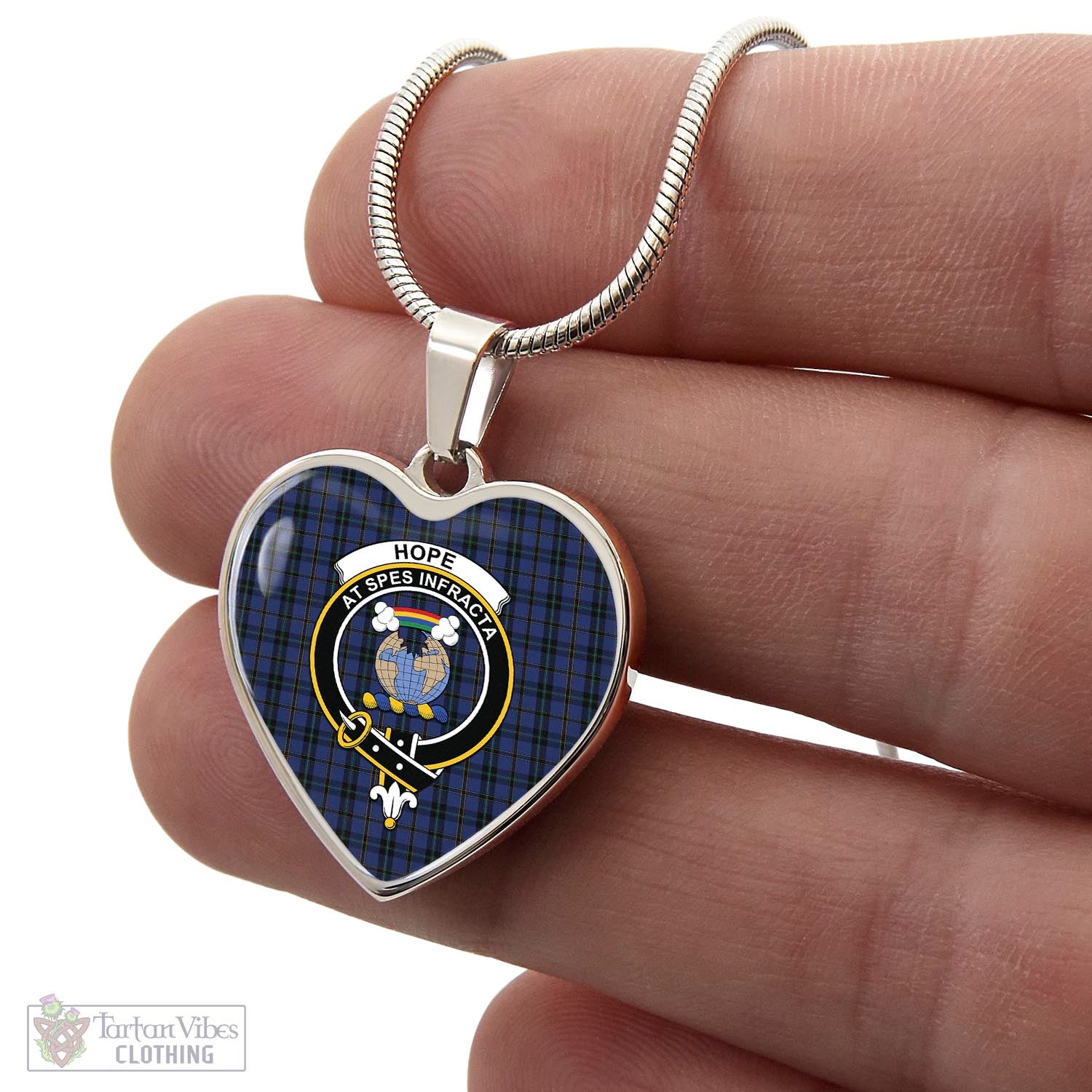 Tartan Vibes Clothing Hope (Vere-Weir) Tartan Heart Necklace with Family Crest