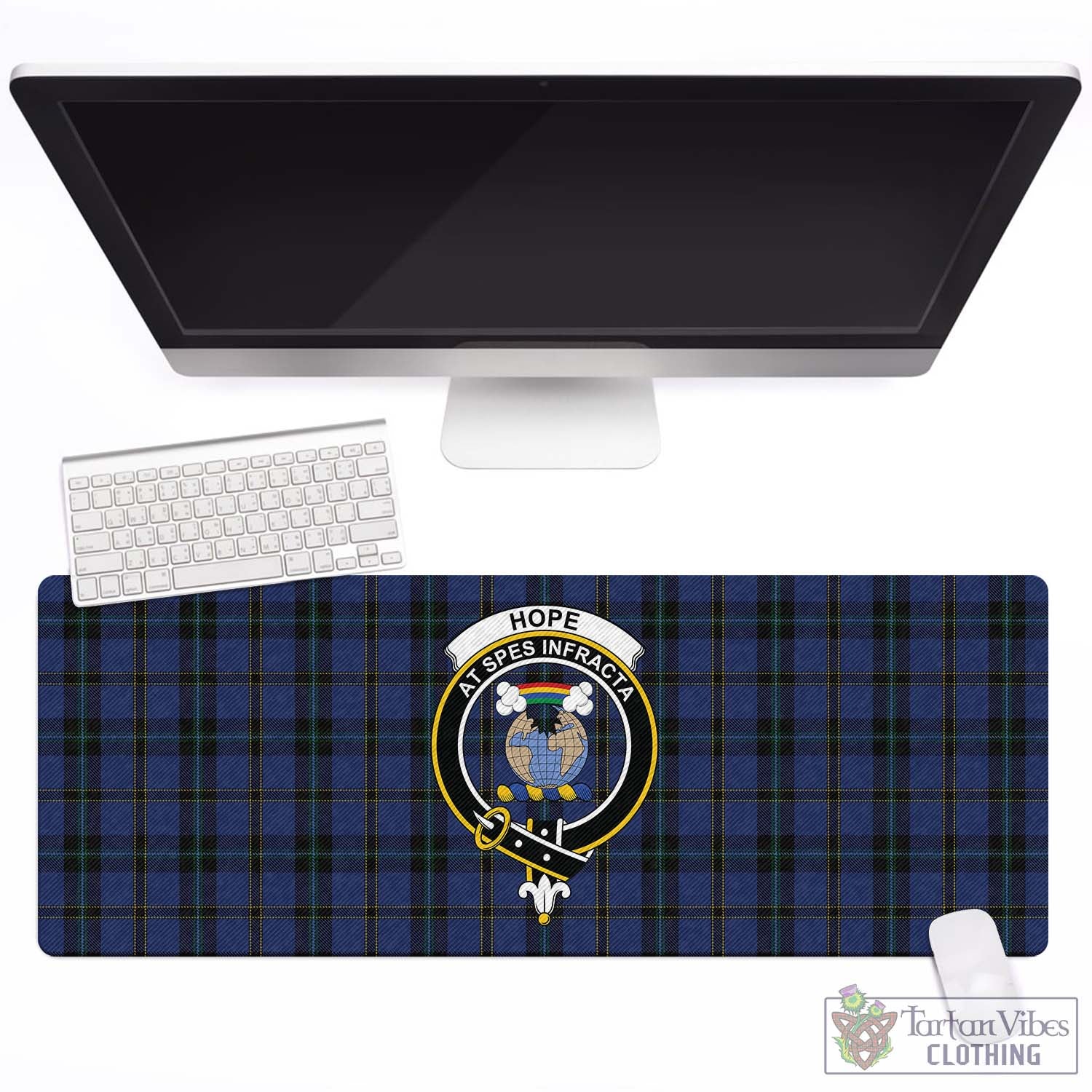 Tartan Vibes Clothing Hope (Vere-Weir) Tartan Mouse Pad with Family Crest