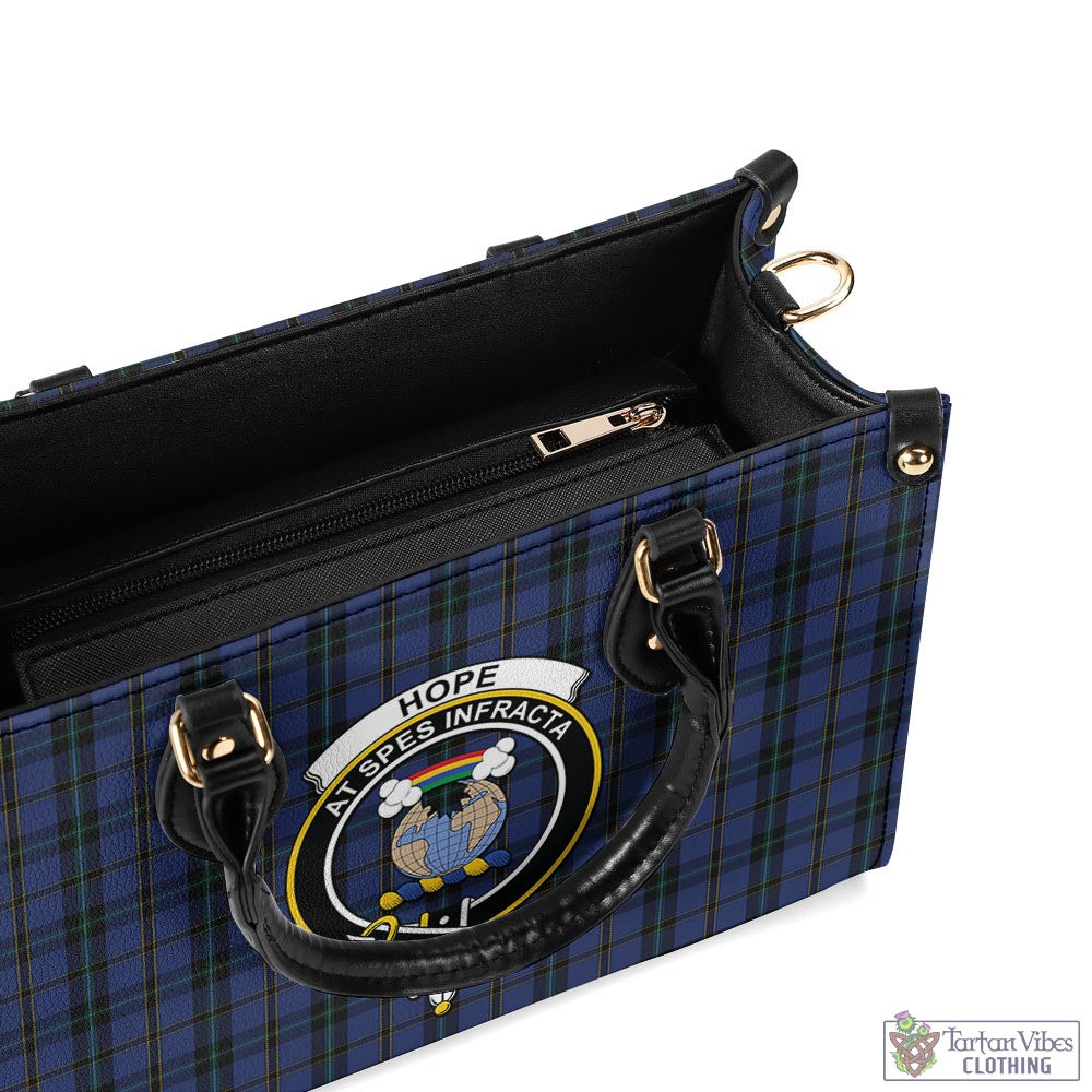 Tartan Vibes Clothing Hope (Vere-Weir) Tartan Luxury Leather Handbags with Family Crest