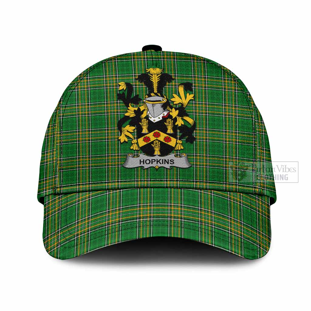 Tartan Vibes Clothing Hopkins Irish Clan Tartan Classic Cap with Coat of Arms