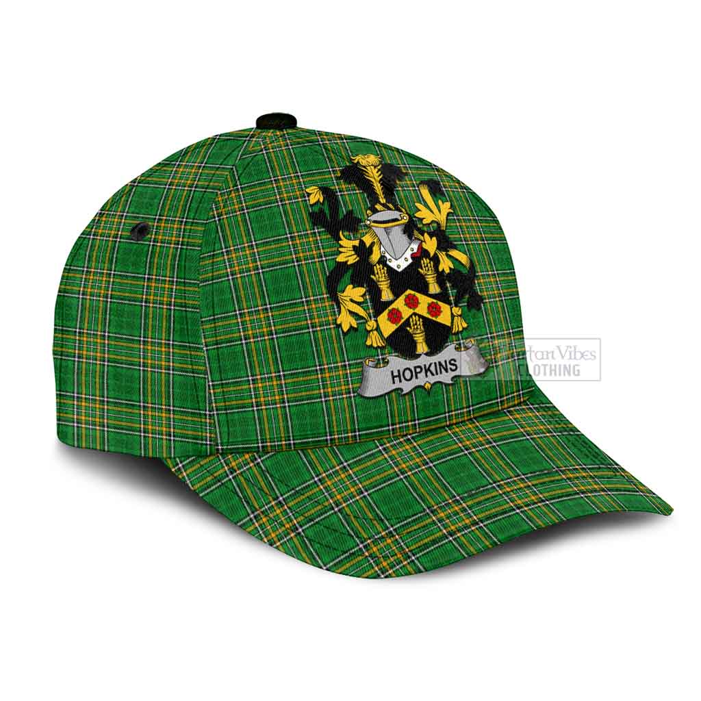 Tartan Vibes Clothing Hopkins Irish Clan Tartan Classic Cap with Coat of Arms