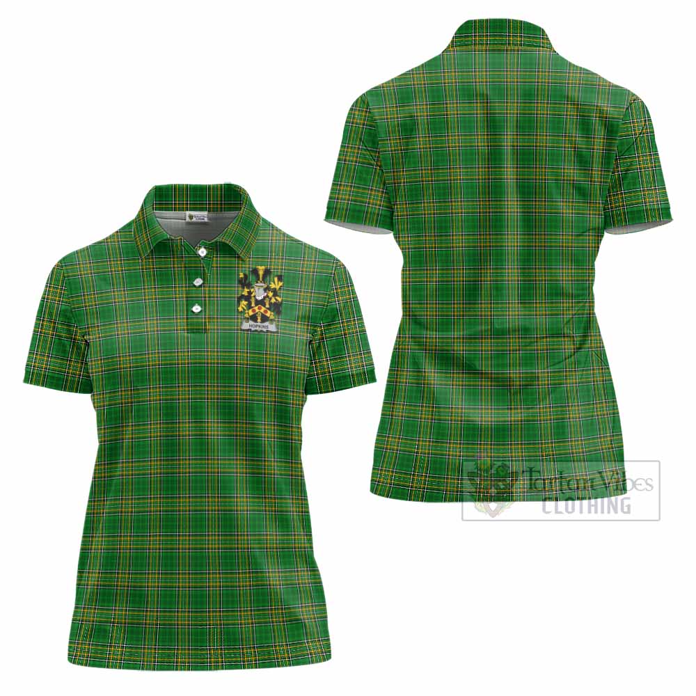 Hopkins Irish Clan Tartan Women's Polo Shirt with Coat of Arms