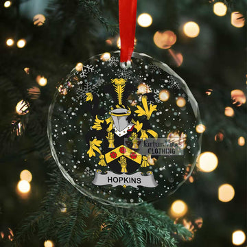 Hopkins Irish Clan Christmas Glass Ornament with Coat of Arms