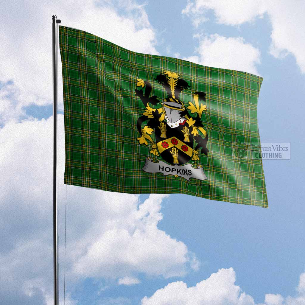 Tartan Vibes Clothing Hopkins Irish Clan Flag with Coat of Arms