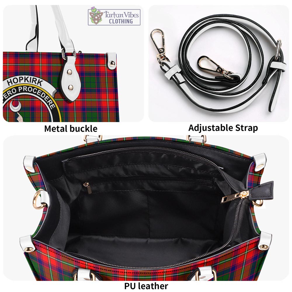 Tartan Vibes Clothing Hopkirk Tartan Luxury Leather Handbags with Family Crest