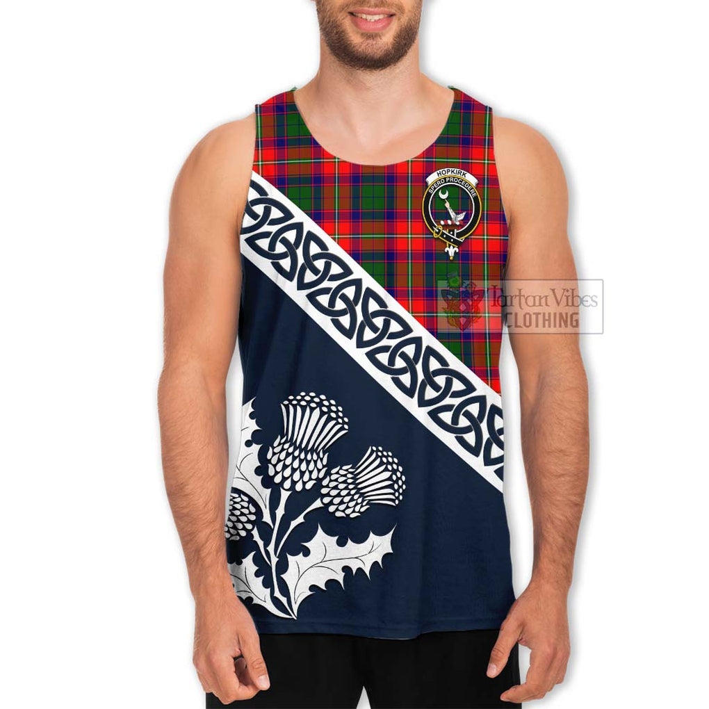 Tartan Vibes Clothing Hopkirk Tartan Men's Tank Top Featuring Thistle and Scotland Map