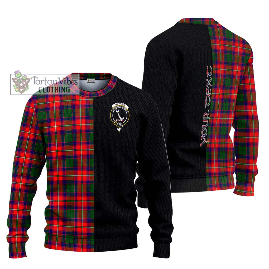 Hopkirk Tartan Knitted Sweater with Family Crest and Half Of Me Style Unisex - Tartanvibesclothing Shop