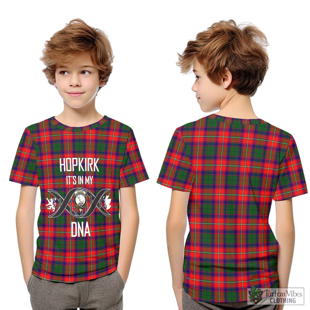 Hopkirk Tartan Kid T-Shirt with Family Crest DNA In Me Style Youth XL Size14 - Tartanvibesclothing Shop