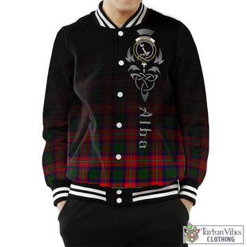 Hopkirk Tartan Baseball Jacket Featuring Alba Gu Brath Family Crest Celtic Inspired