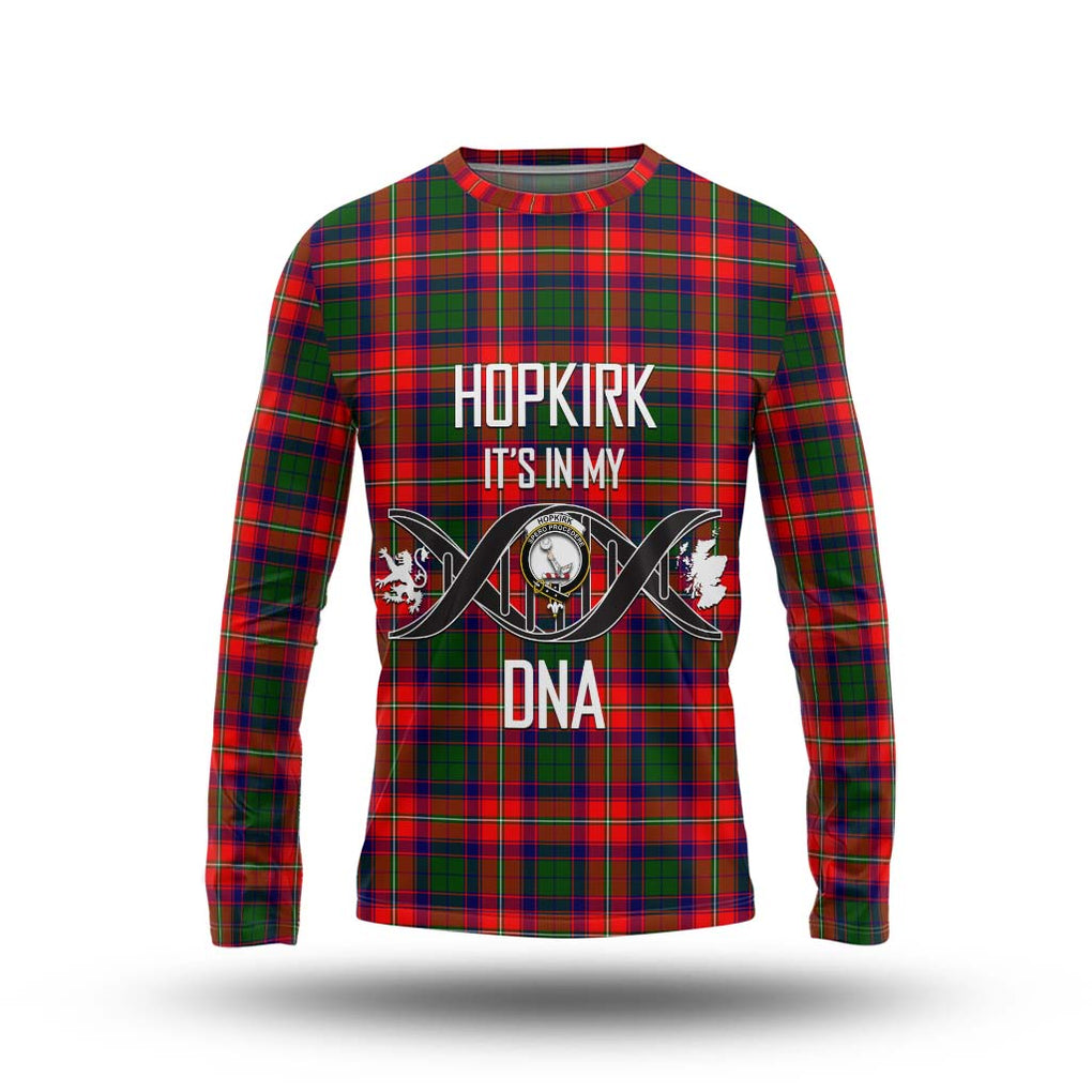 Hopkirk Tartan Long Sleeve T-Shirt with Family Crest DNA In Me Style Unisex - Tartanvibesclothing Shop