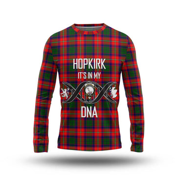 Hopkirk Tartan Long Sleeve T-Shirt with Family Crest DNA In Me Style