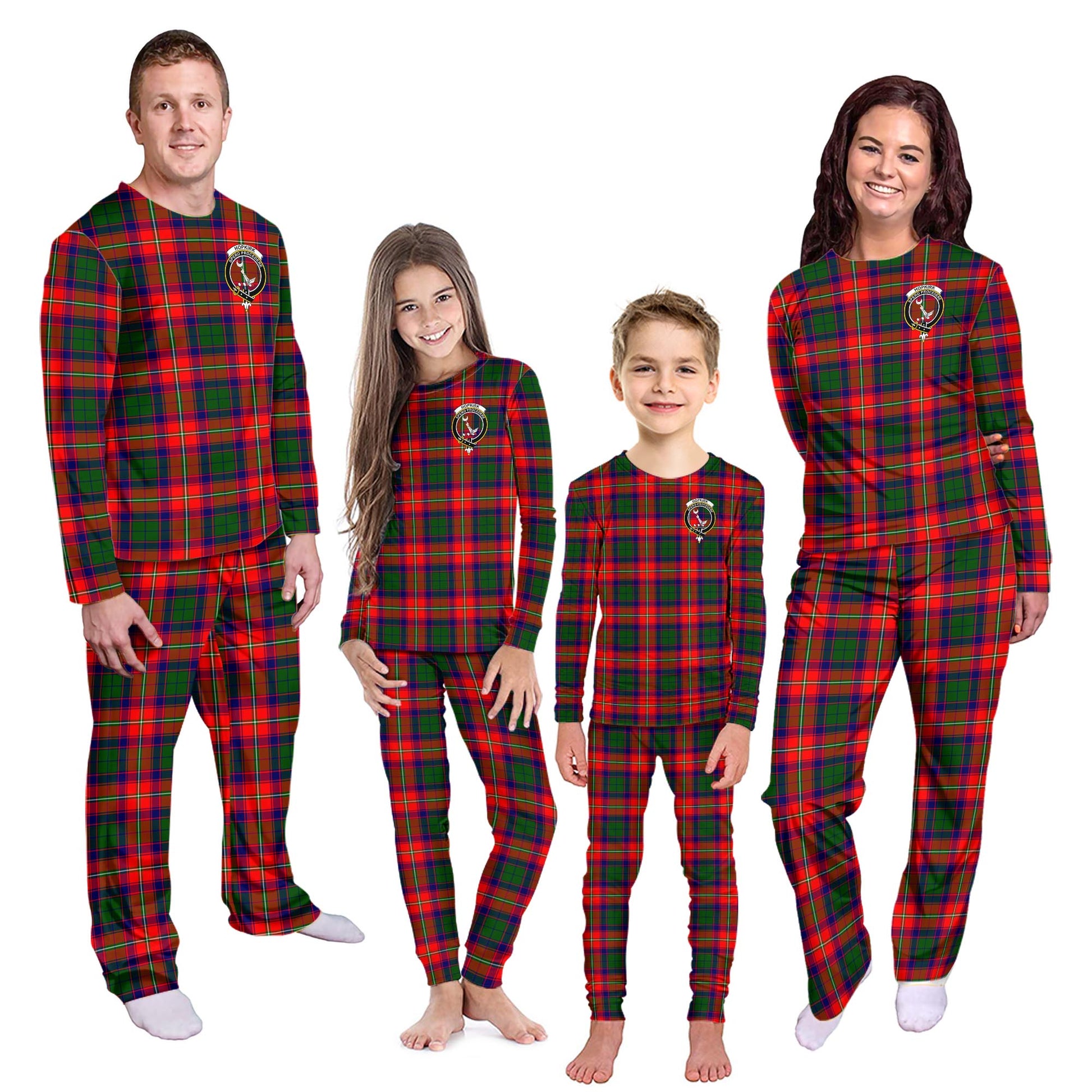 Hopkirk Tartan Pajamas Family Set with Family Crest Kid - Tartan Vibes Clothing