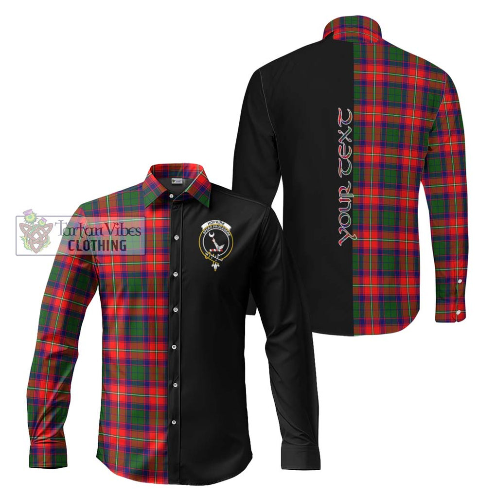 Hopkirk Tartan Long Sleeve Button Shirt with Family Crest and Half Of Me Style Men's Shirt S - Tartanvibesclothing Shop