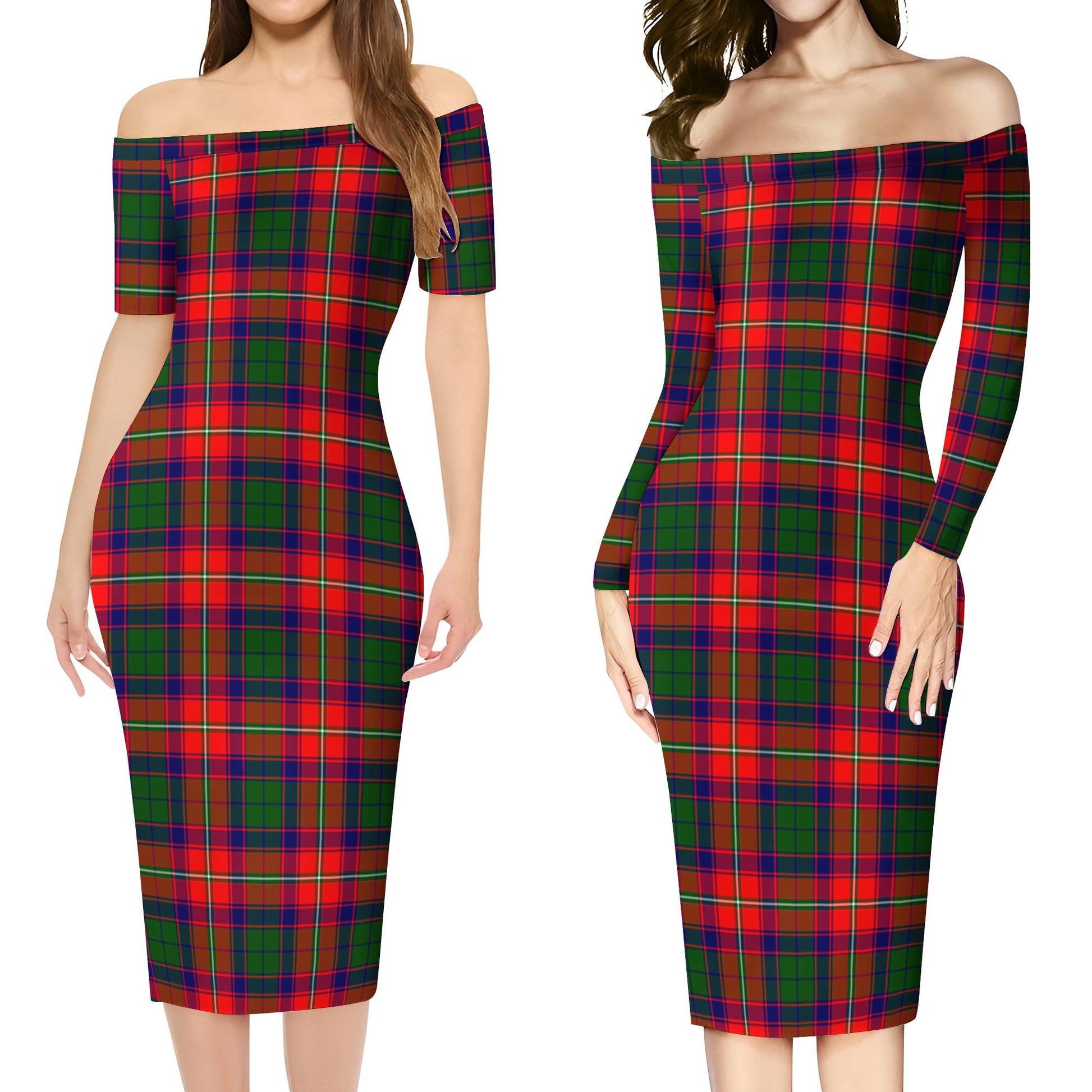 Hopkirk Tartan Off Shoulder Lady Dress Women's Dress - Tartanvibesclothing