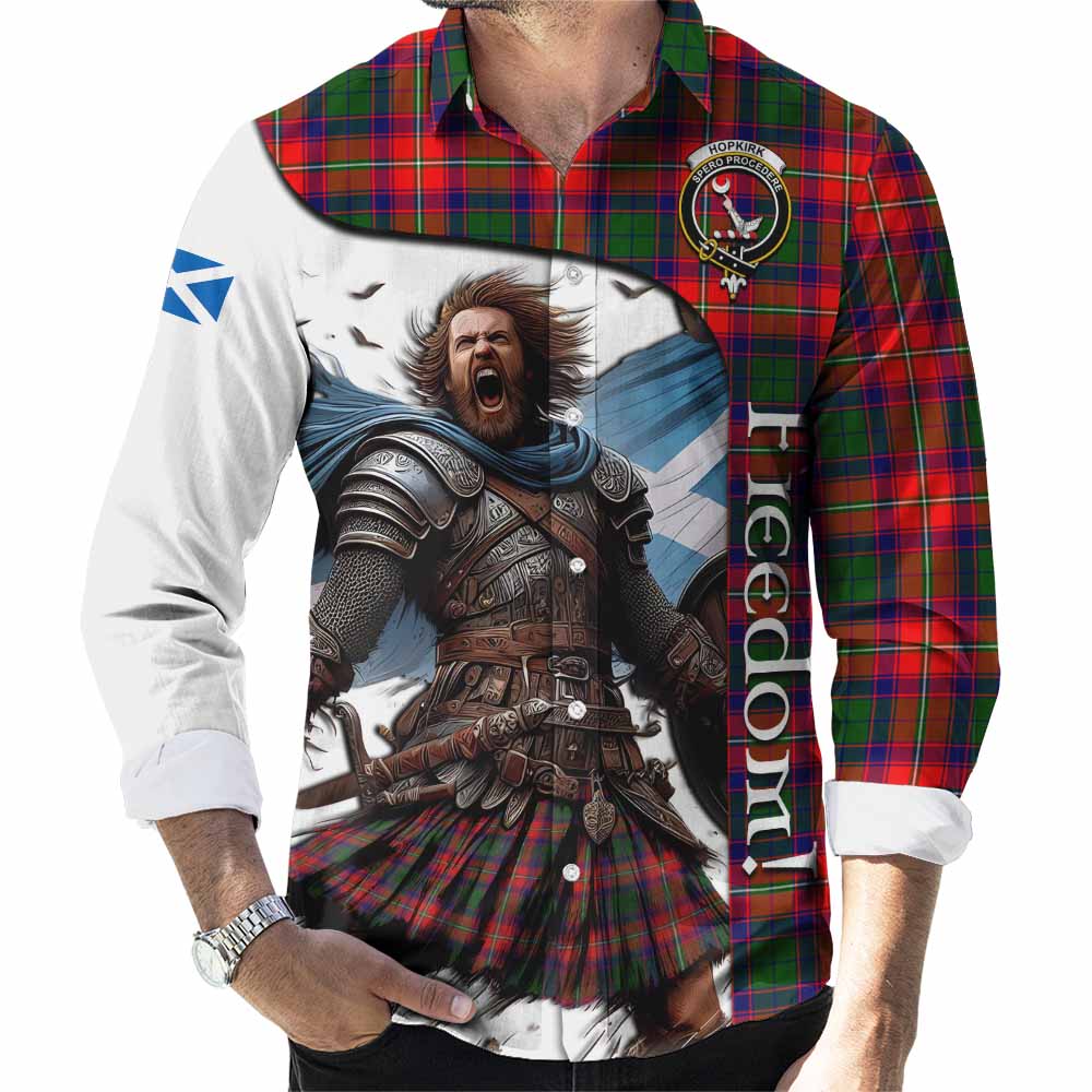 Tartan Vibes Clothing Hopkirk Crest Tartan Long Sleeve Button Shirt Inspired by the Freedom of Scottish Warrior