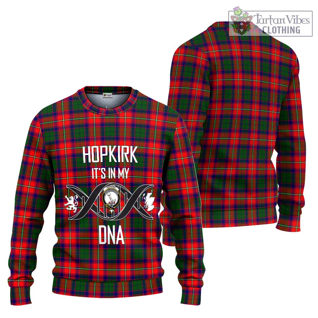 Hopkirk Tartan Knitted Sweater with Family Crest DNA In Me Style Unisex - Tartanvibesclothing Shop