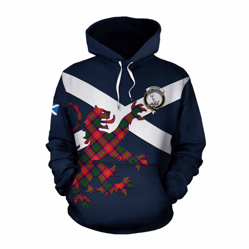 Tartan Vibes Clothing Hopkirk Tartan Lion Rampant Cotton Hoodie Proudly Display Your Heritage with Alba Gu Brath and Clan Name