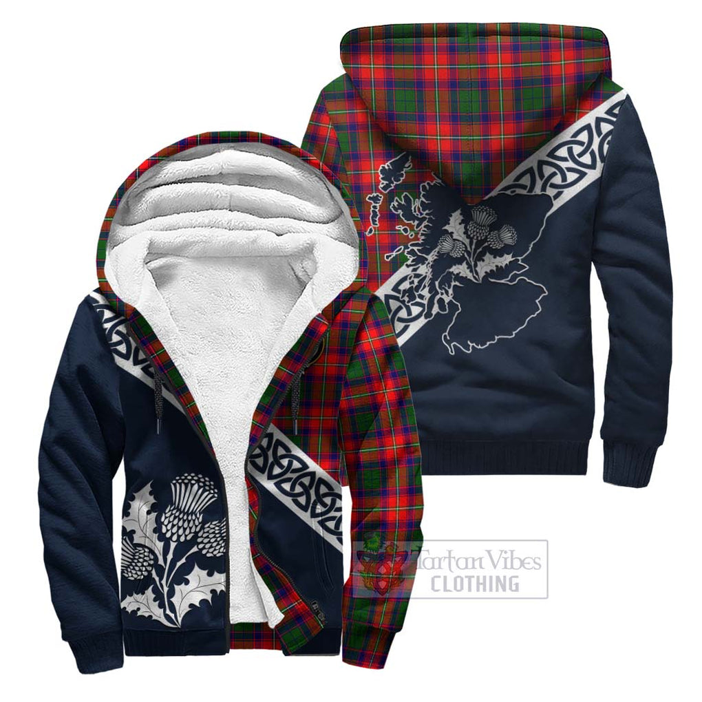 Tartan Vibes Clothing Hopkirk Tartan Sherpa Hoodie Featuring Thistle and Scotland Map